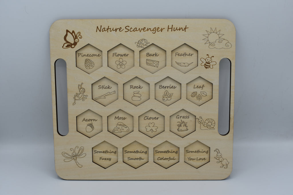 Nature Scavenger Hunt Wooden Tray